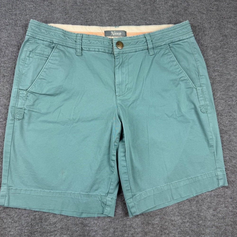 Natural‎ Reflections Chino Shorts Women 10 Teal Green Cotton Casual Outdoor